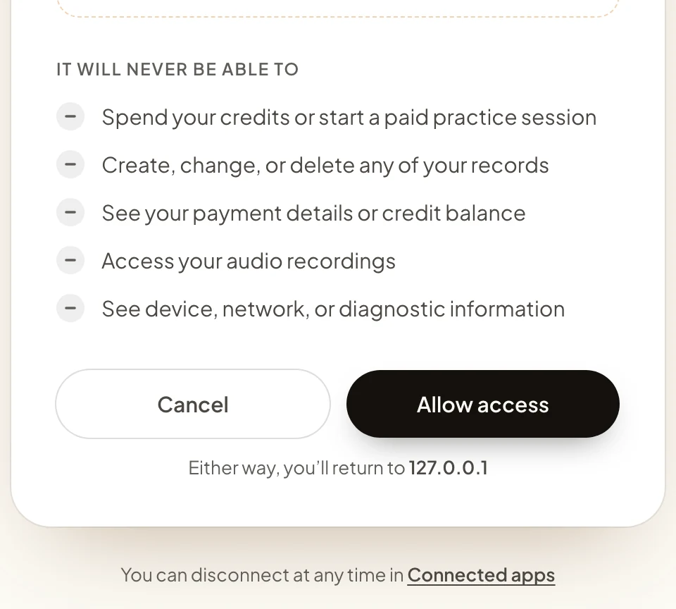 Sign in and allow read-only access