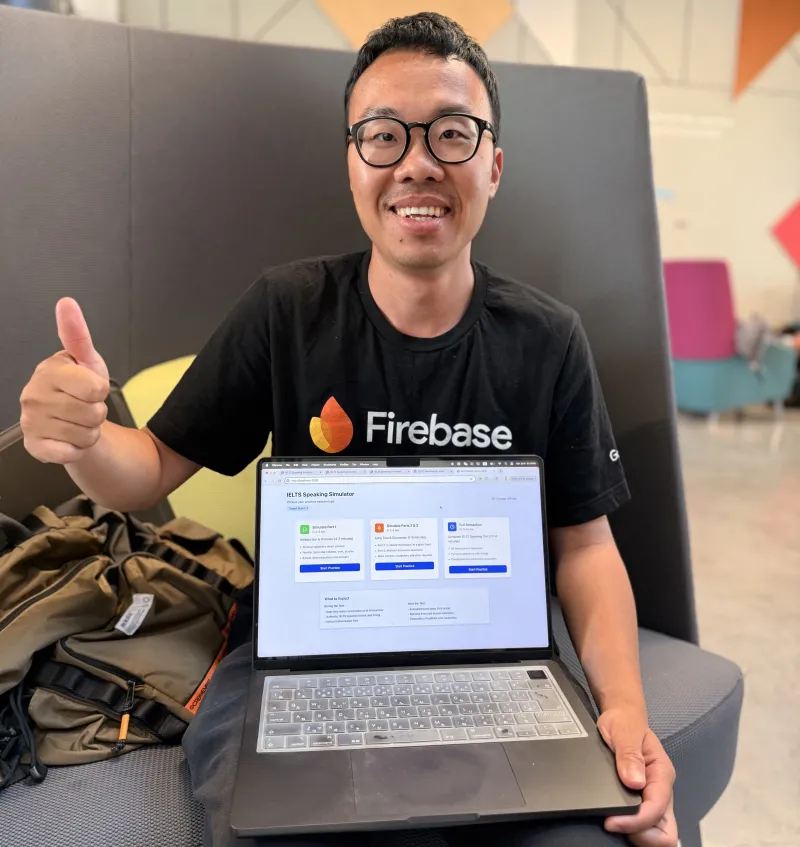 Joe showing the IELTS Speaking Simulator