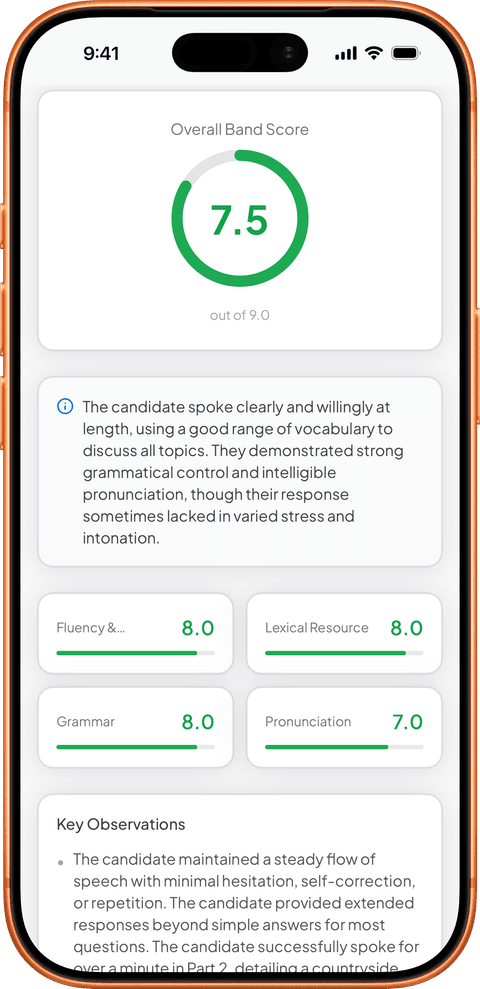 Know your score before test day — watch your band trend upward.