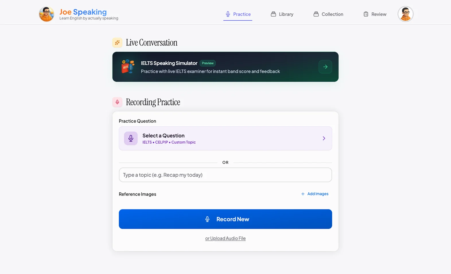 Joe Speaking Dashboard